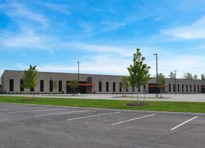 Exterior of flex office-warehouse building offering 40,000 total square feet divisible to 8,000 square feet